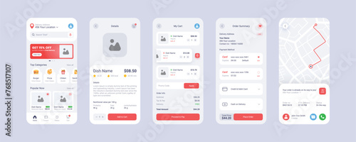 Food app mobile screens template is fully editable and vector (Light Mode)