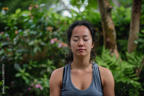 yoga practitioner in silent meditation, postsession