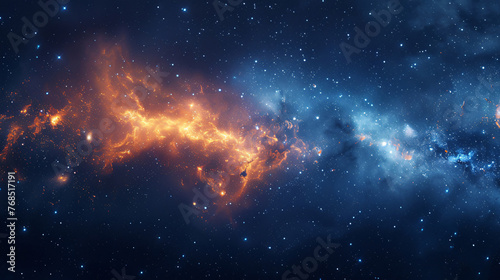 Digital space abstract graphic poster with galaxy and nebula