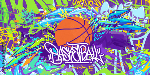 Cool Hip Hop Urban Street Art Graffiti Style Streetball Or Basketball Illustration Background Art