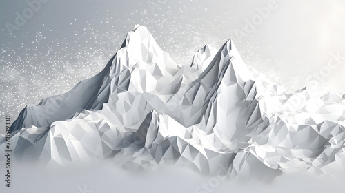 Digital technology minimalist white mountains 3d abstract graphics poster web page PPT background