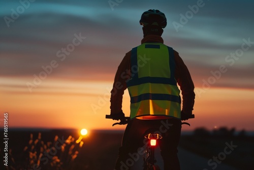 cyclist with a reflective vest at twilight © altitudevisual
