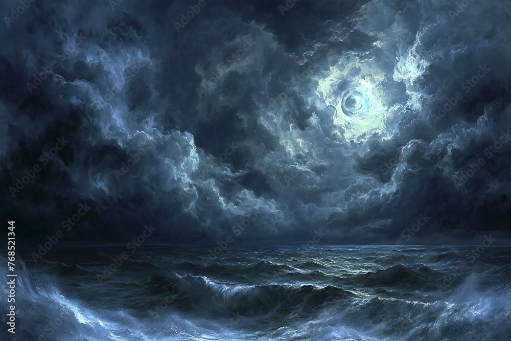 Fantasy landscape with a stormy sea