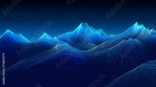 Digital technology minimalist blue mountains 3d abstract graphics poster web page PPT background photo