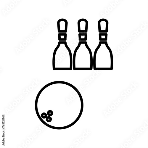 Bowling ball icon. Bowling ball isolated icon. Bowling ball symbol. Black and white vector illustration.