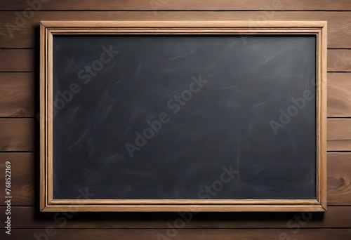 blank blackboard with chalk on blackboard, board frame for text, copy space