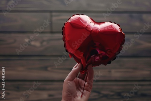hand holding a deflated heartshaped balloon © altitudevisual