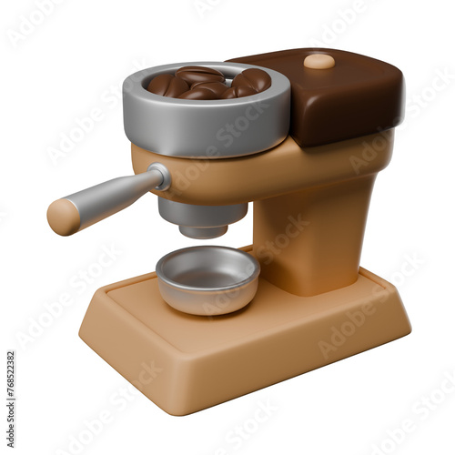 A coffee maker with a brown handle and a silver lid