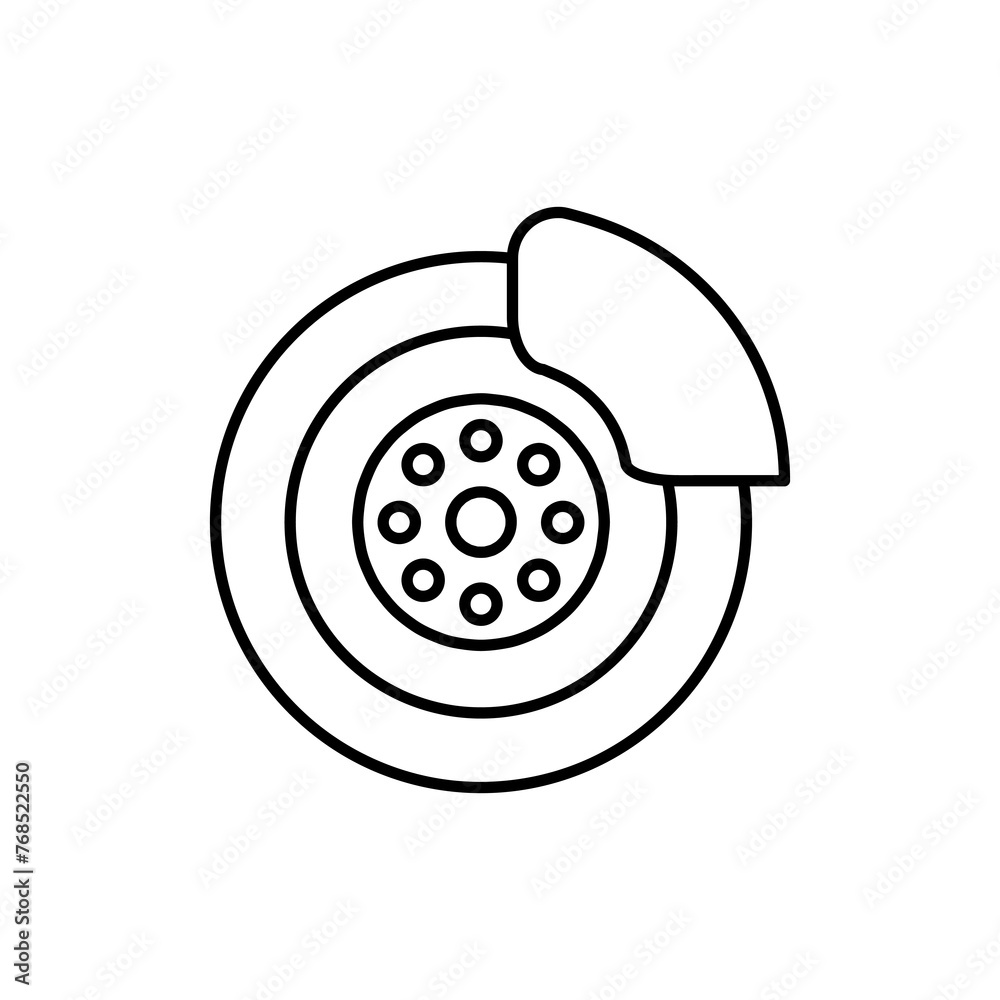 disc brake flat line icon, auto service icon on white background..eps