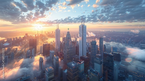 Image of skyscrapers in a city with high business competition photo