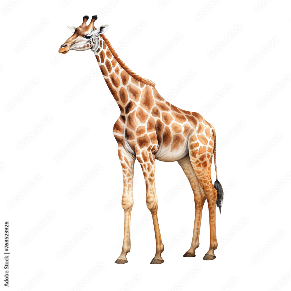 Obraz premium Giraffe watercolor clipart on transparent background