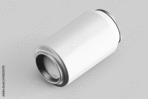 blank and resting matte aluminum metal soda drink beverage bottle canister can regular size 330 ml 11.2 oz product mockup design template in isometric view isolated 3d render illustration