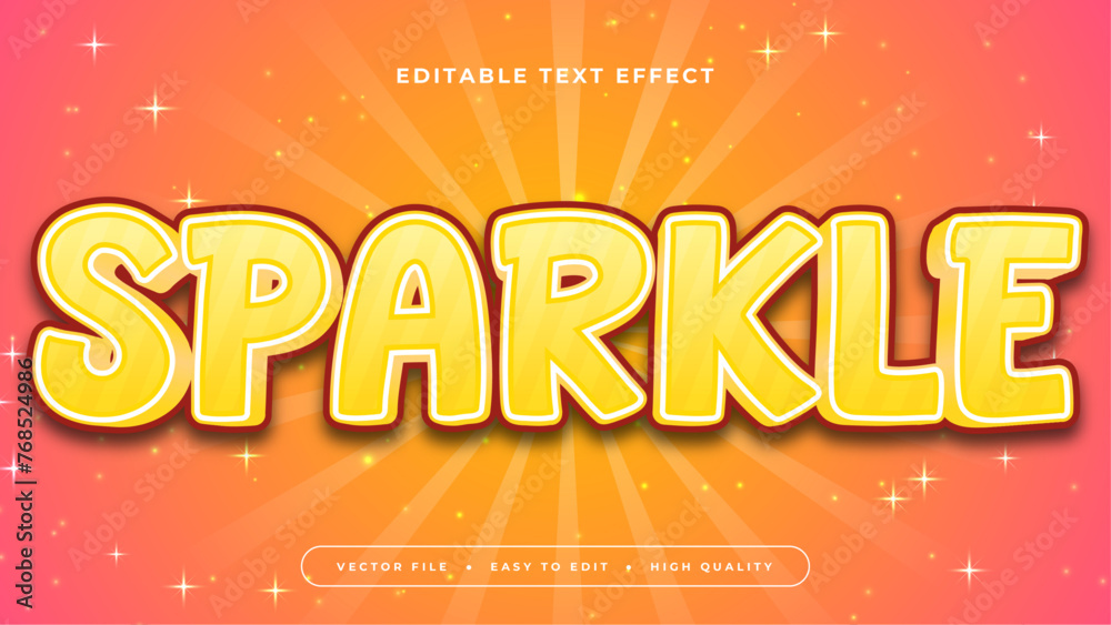 Fototapeta premium Orange yellow and pink sparkle 3d editable text effect - font style