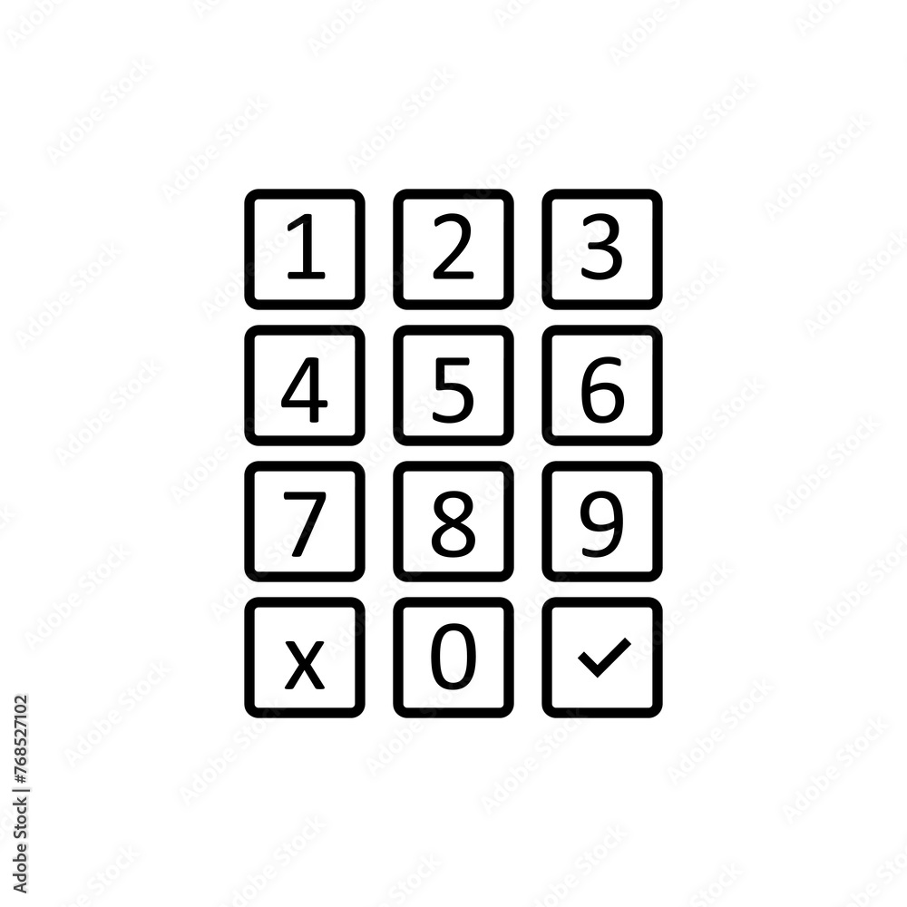 Keypad entry.Buttons with numbers vector flat simple illustration on white background..eps