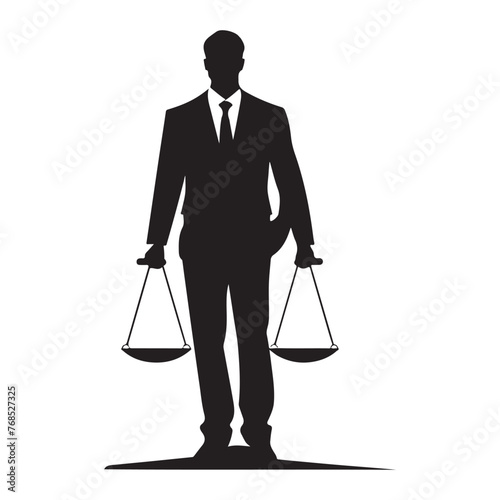 Lawyer with scales of justice silhouette clipart