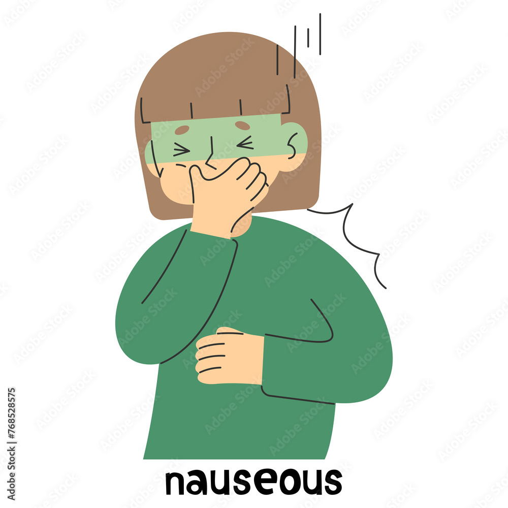 Nauseous 5 cute, png illustration.