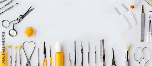 Comprehensive Nail Care Tools Setup on a White Background photo
