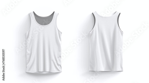 front and back white tank top design mockup isolated on white background