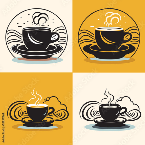 Set of coffee cups simple elegant cafe vector illustration. Coffee Lover s Vector Art Collection