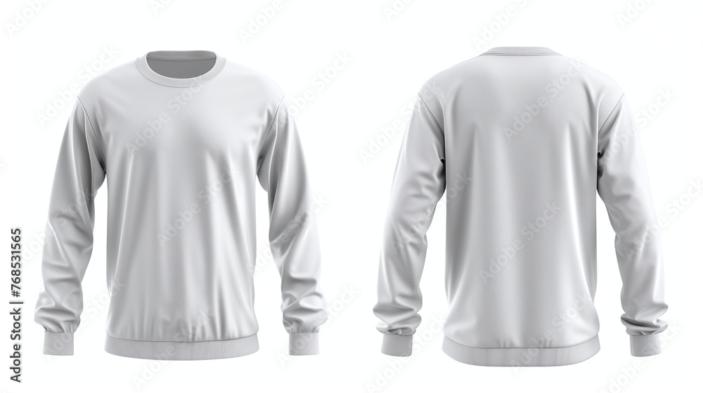 front and back white long sleeve t-shirt mockup design isolated on white background front and back white long sleeve t-shirt mockup design isolated on white background