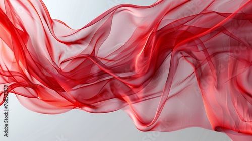 red cloth satin fabric on white background