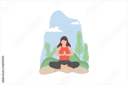 Yoga Exercise Flat Design Illustration © 4gladiator.studio44