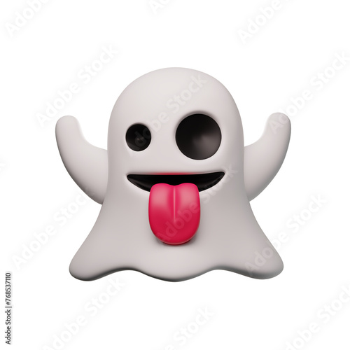 Cuadro en lienzo Ghost 3D emoji on a transparent background