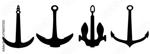 Nautical Anchor vector stock illustration. naval   illustration symbol. collection types anchors isolated on a white background photo