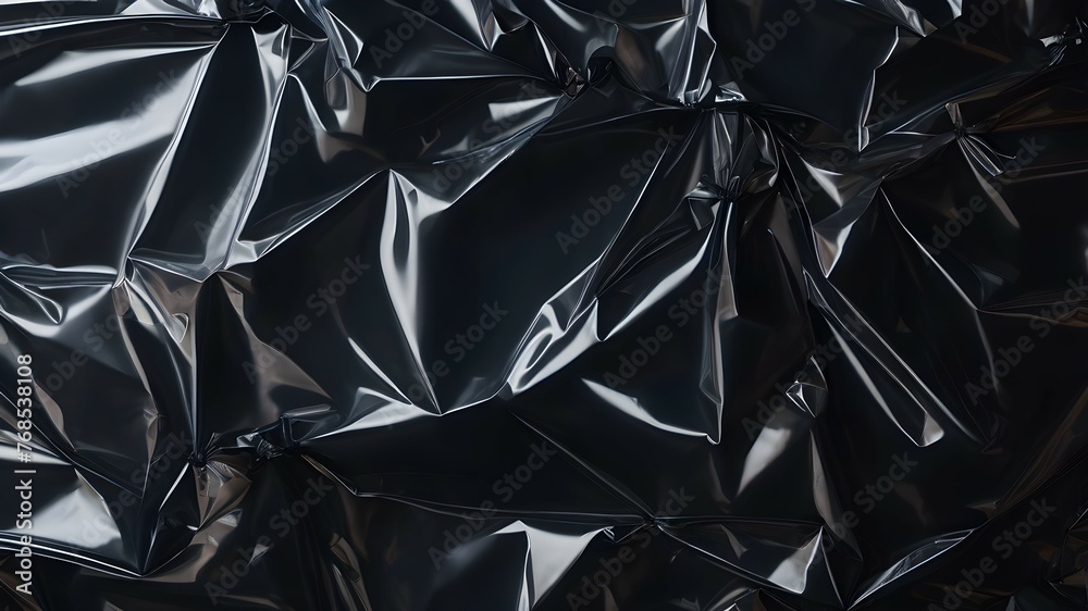 Black plastic wrap texture. Wrinkled plastic texture. Black plastic wrap texture. Wrinkled plastic texture.