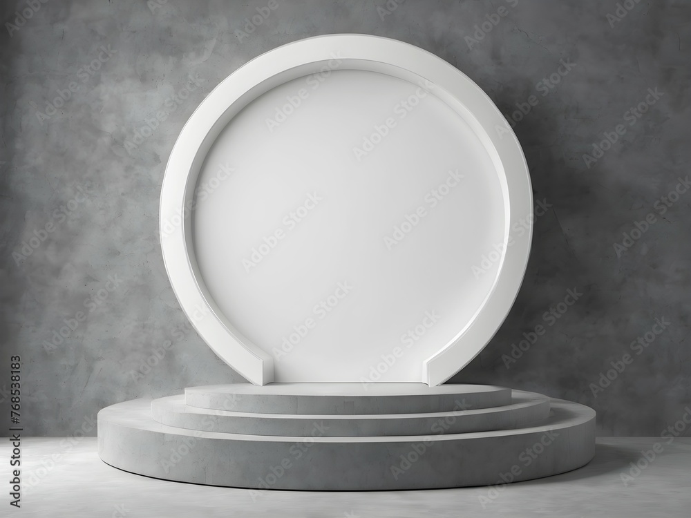 Gray podium for product presentation on gray stone background. Gray mockup for promotion with copyspace. Gray podium for product presentation on gray stone background. Gray mockup for promotion with copyspace.