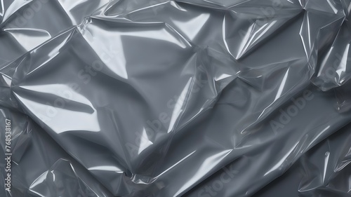 Gray plastic wrap texture. Wrinkled plastic texture.	