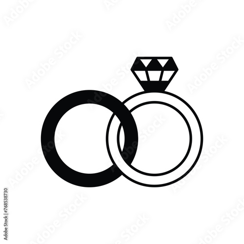 Black Solid Engagement Rings vector icon