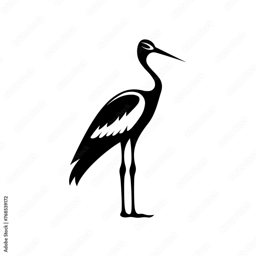 Simple stork isolated black icon Simple stork isolated black icon