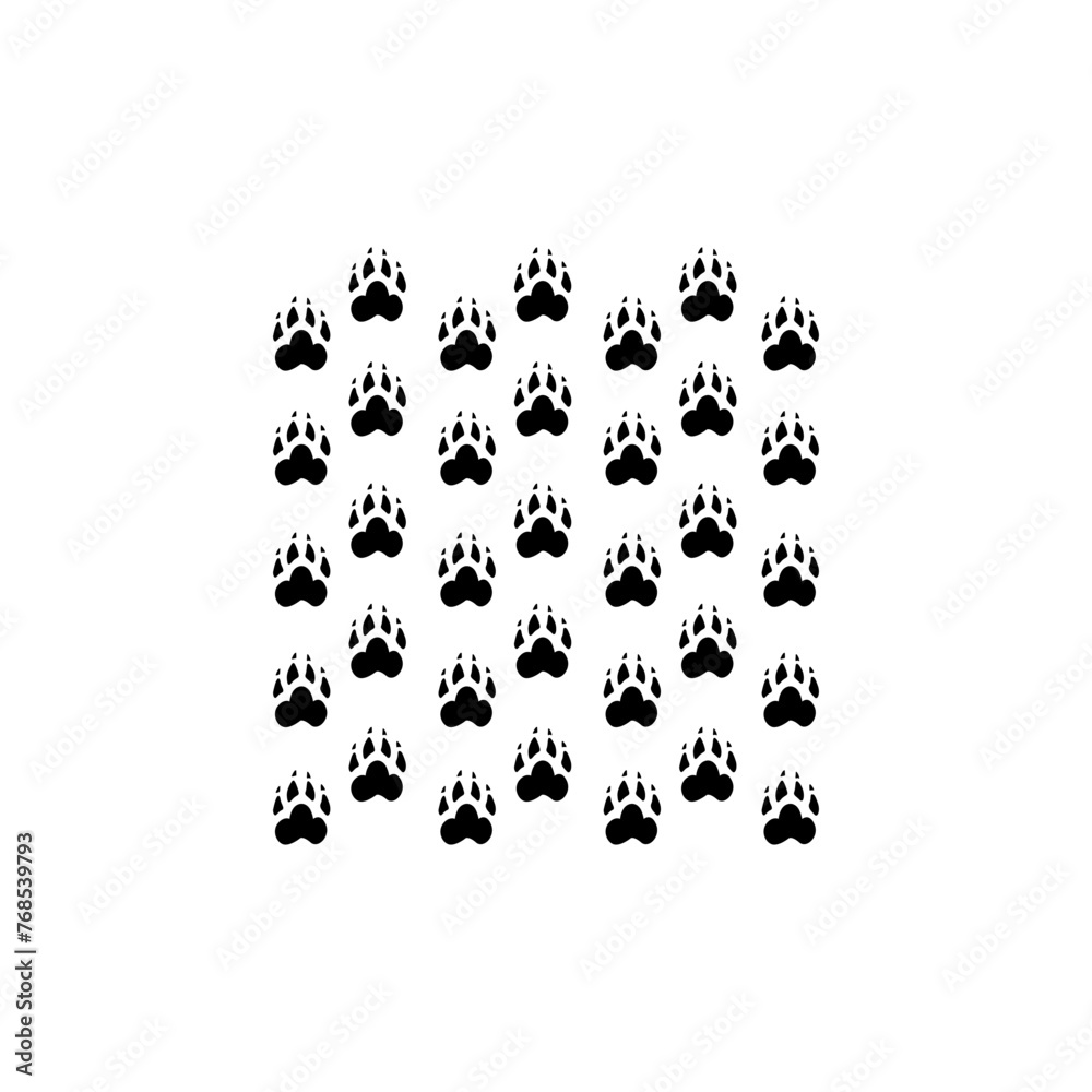 Paw print icon, pet shop logo, pet care, pet friendly, emblem, line drawing, hand drawn, modern calligraphy, one single line on white background, isolated vector illustration.