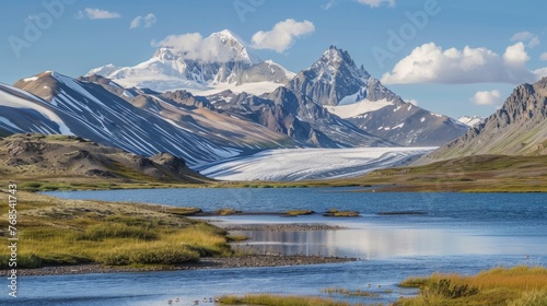 Majestic Mountain Range With Body of Water © Prostock-studio