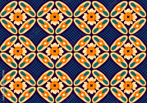 Batik Kawung is a batik motif whose shape is in the form of a circle similar to a kawung fruit which is neatly arranged geometrically. Seamless pattern background vector.