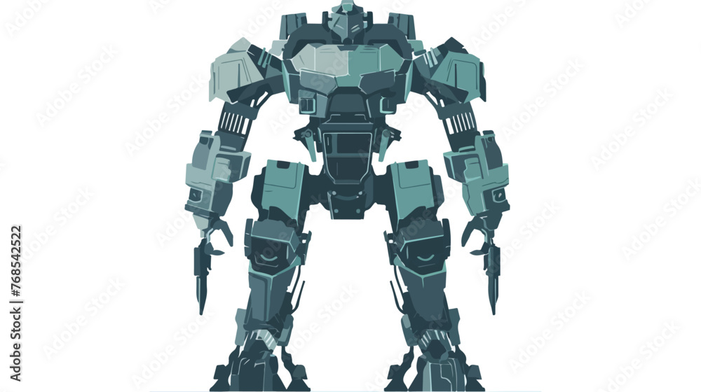 Sci-fi mech soldier standing on a white background. 