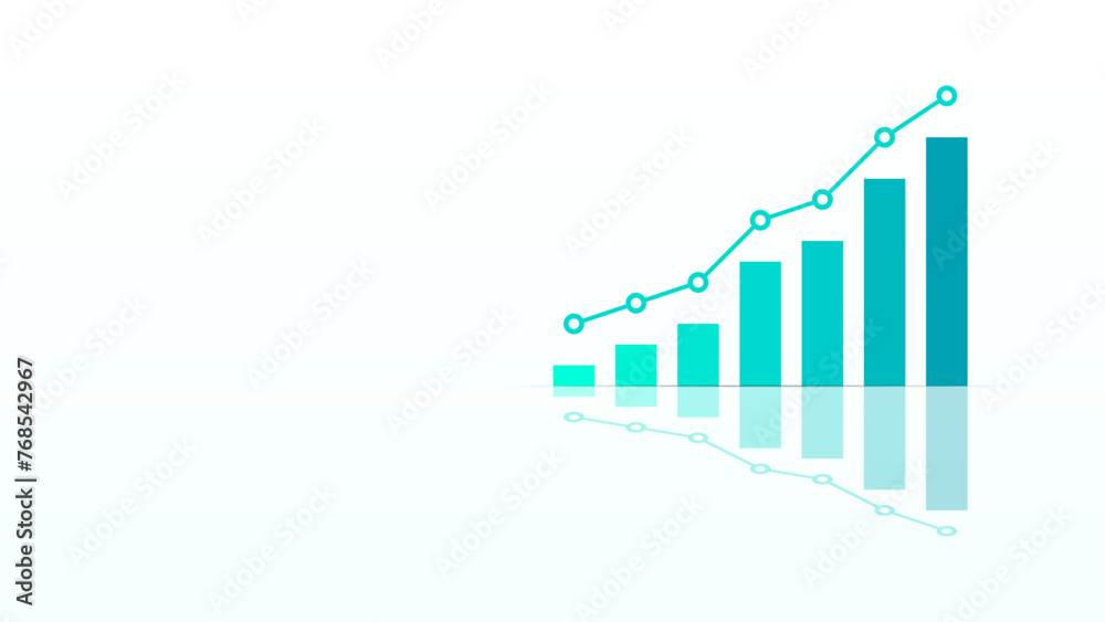 Chart of business data growth graph isolated on white background with copy space, empty space for your text. Vector illustration. Chart of business data growth graph isolated on white background with copy space, empty space for your text. Vector illustration.