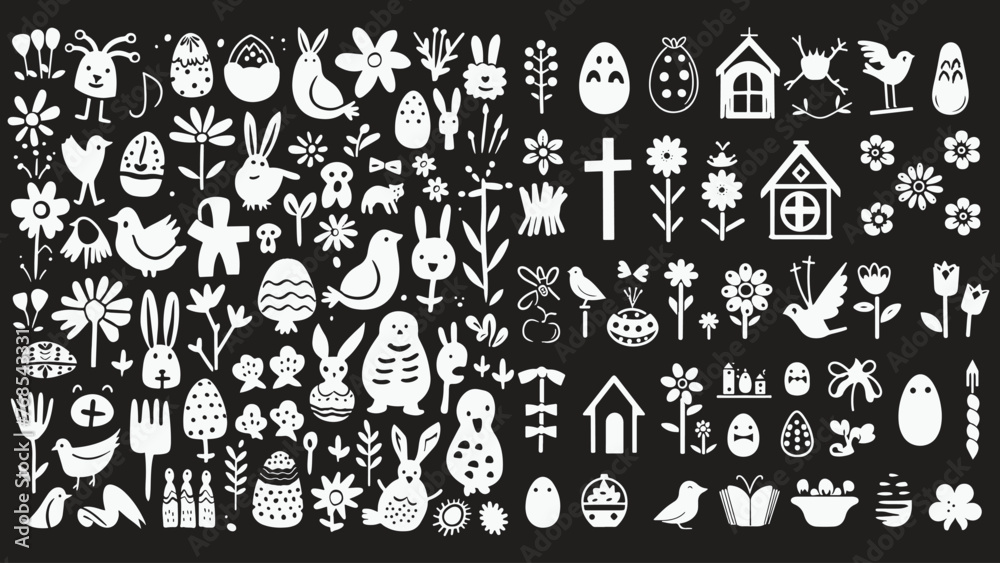easter sunday element design asset with black and white theme