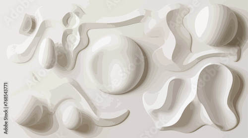 Soft white shapes flat vector isolated on white background