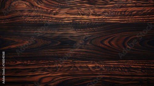The image is a close up of a dark wood grain. The wood has a rich, warm color and a beautiful natural pattern. photo