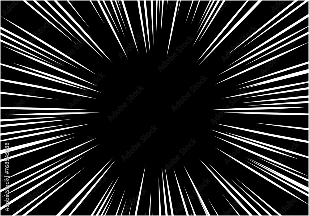 Obraz premium 漫画で使える集中放射線5透過PNG黒色