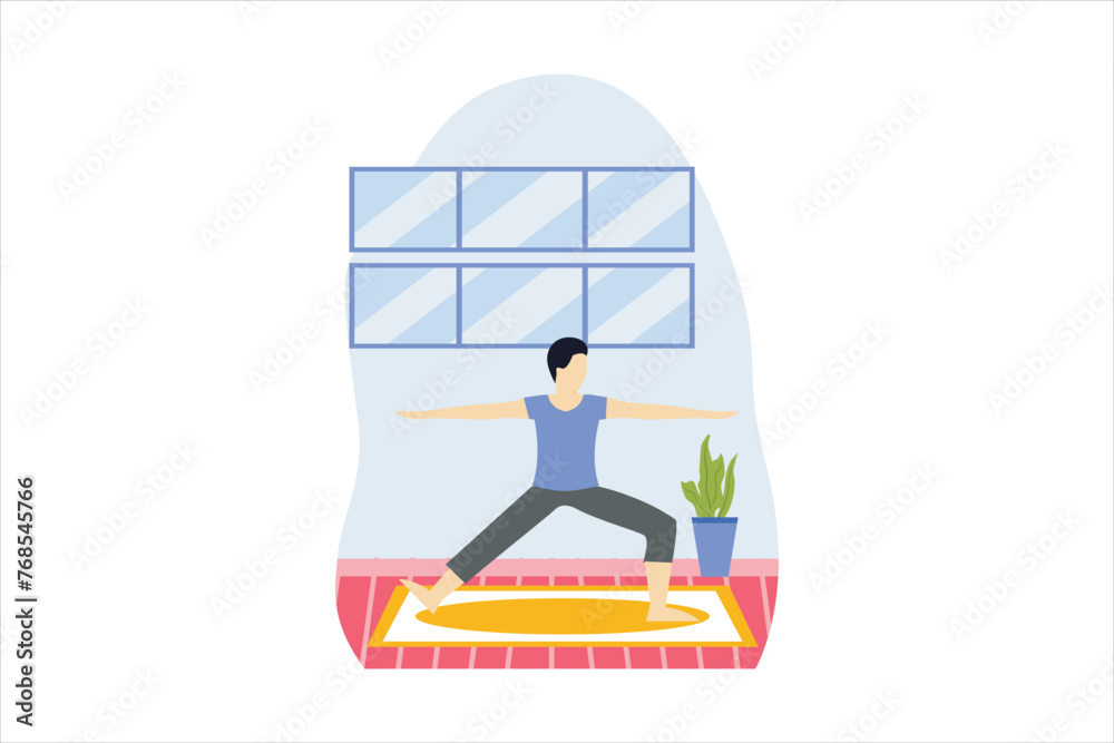 Yoga Exercise Flat Design Illustration