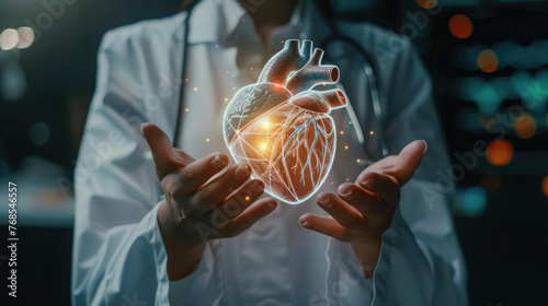 Doctor with Virtual Heart in Hands