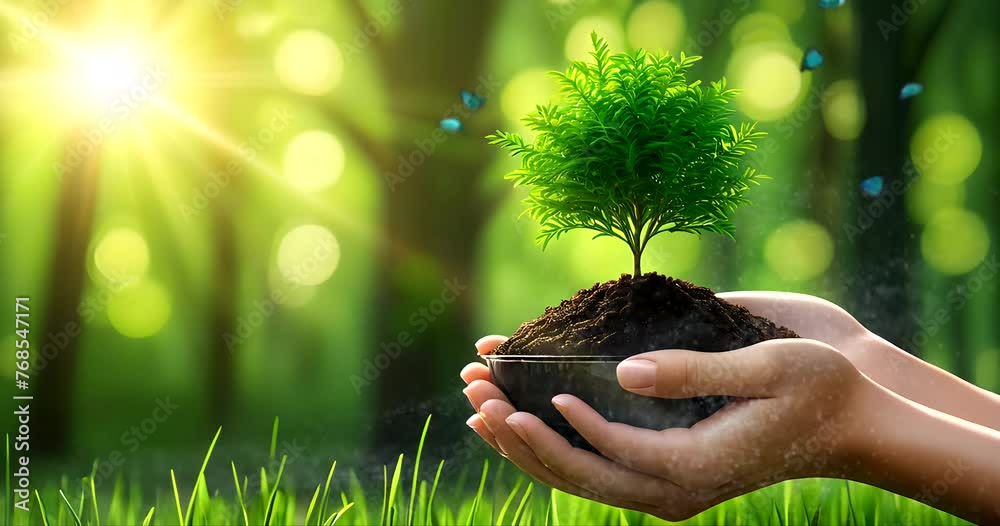 Hand holding a tree seeds