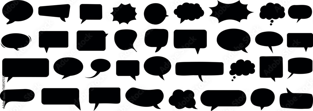 dialogue box silhouette vector set