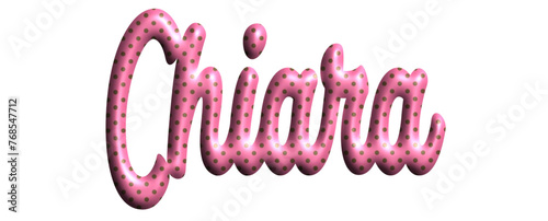 chiara - pink color with dots, fabric style -name - three-dimensional effect tubular writing - Vector graphics - Word for greetings, banners, card, prints, cricut, silhouette, sublimation
