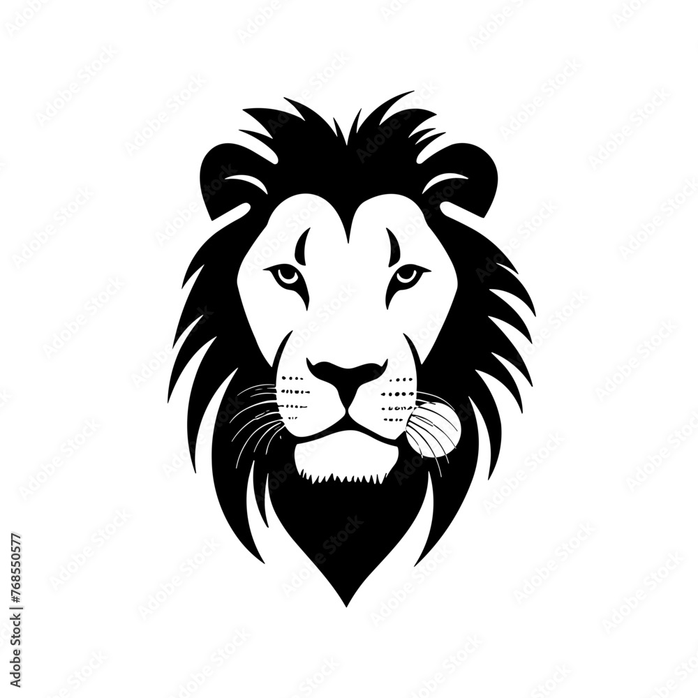 Fototapeta premium Simple lion face black icon