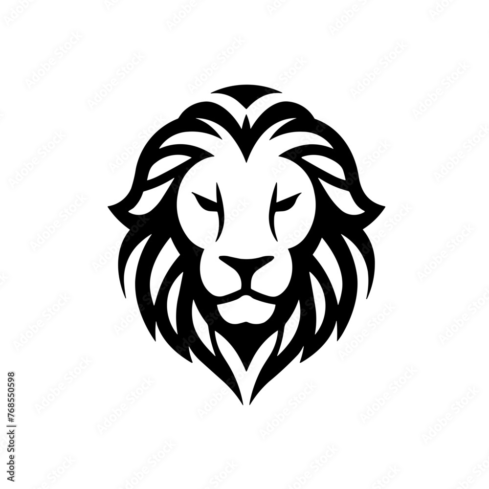 Fototapeta premium Simple lion face black icon