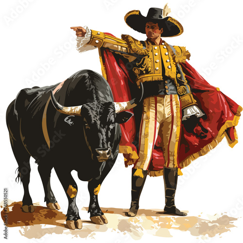 Matador and Bull Clipart clipart isolated on white background